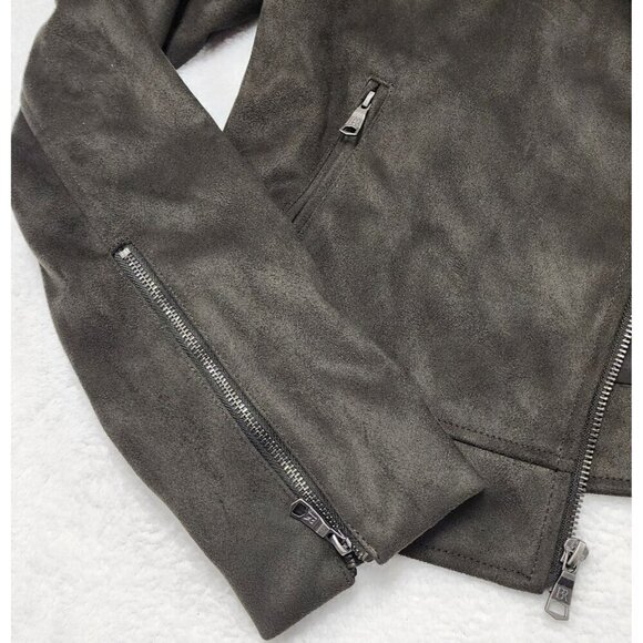 Banana Republic Faux Vegan Suede Moto Jacket Brown Medium - Picture 6 of 7